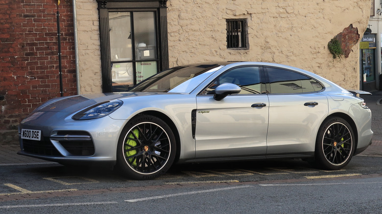 silver Porsche Panamera Turbo S E-Hybrid