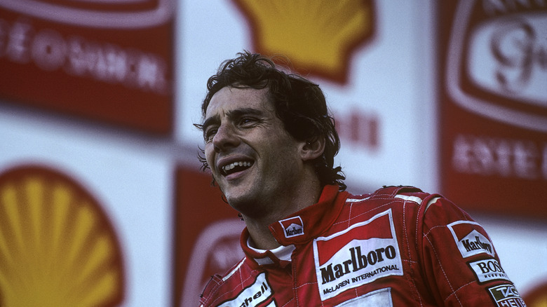 Ayrton Senna celebrating in 2023