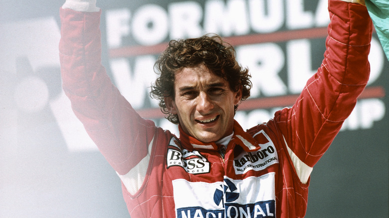 Ayrton Senna celebrating
