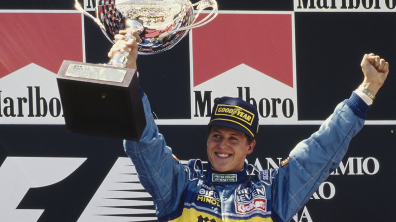 Michael Schumacher celebrating in 1995