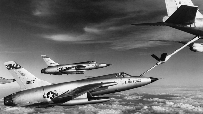 F-105 Thunderchief aircraft en route to bomb military targets in Vietnam