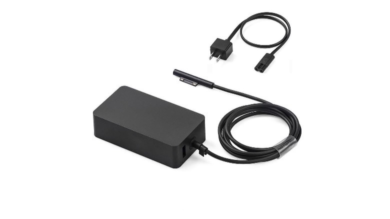 Black Microsoft Surface Pro AC Power Cords on a white background