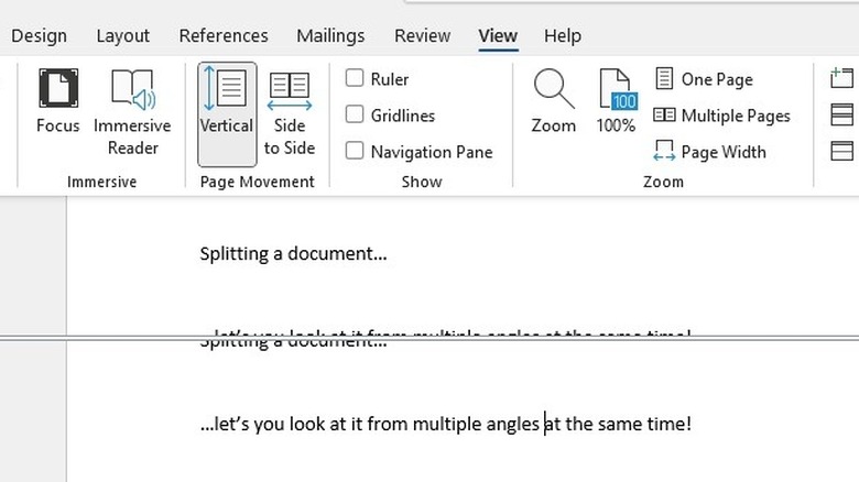 Split document screen