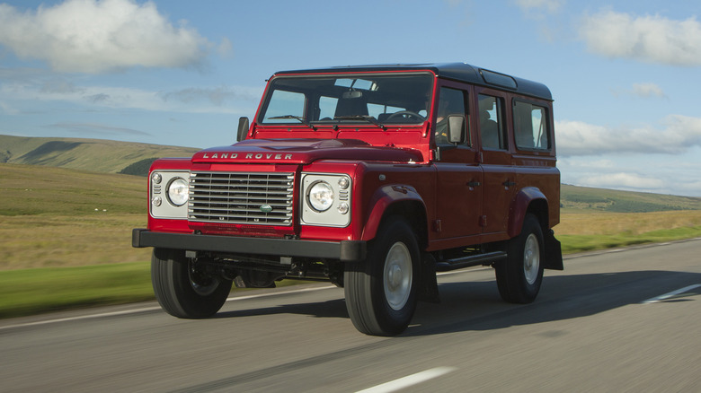 Land Rover Defender on country road