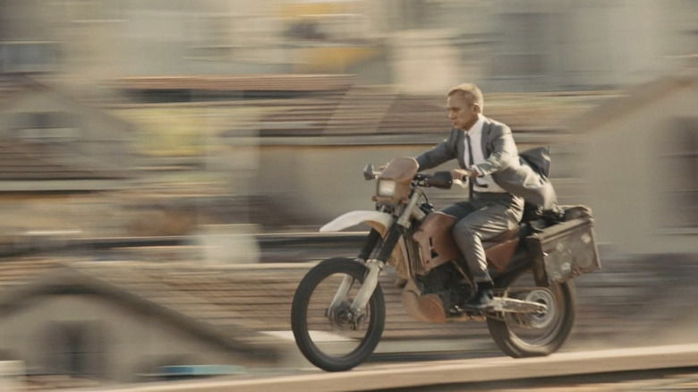 James Bond on a dirt bike