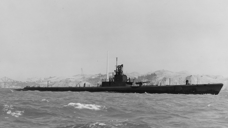 USS Wahoo on the surface