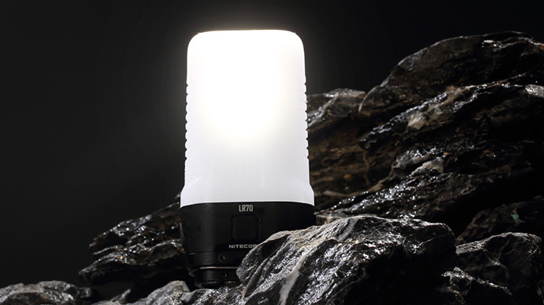 Nitecore lantern on rocks