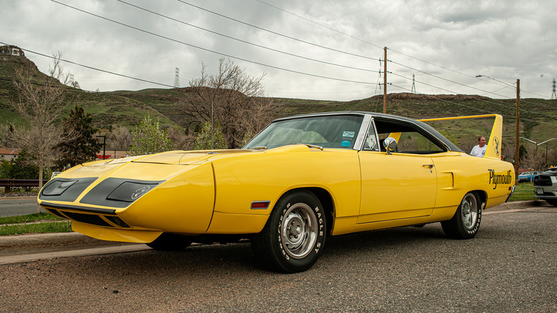 A yellow 1970 Plymouth Superbird