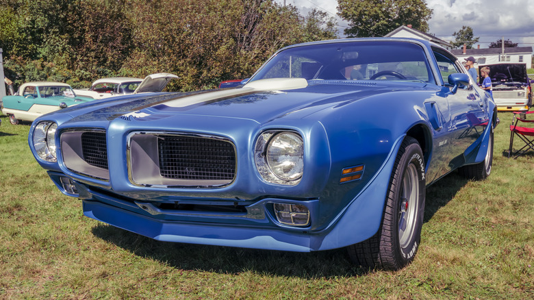 A blue 1970 Trans Am at a local car show