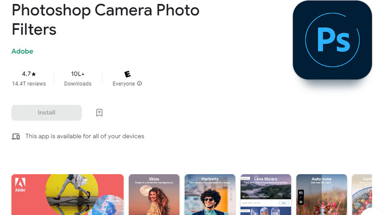 photoshop camera filters in play store