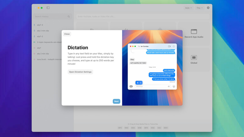 macwhisper dictation feature