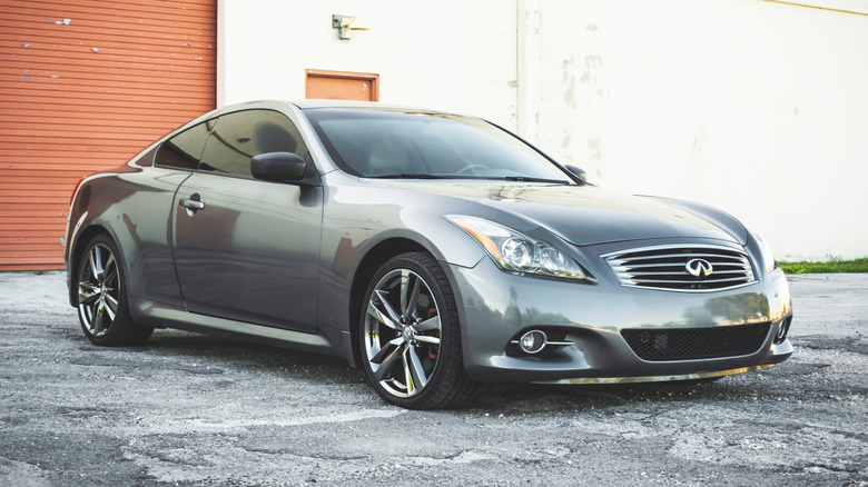 Silver Infiniti G37 parked up