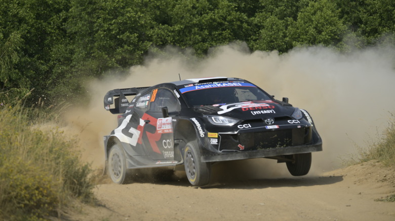 The Toyota GR Yaris Rally1 surrounded by dust