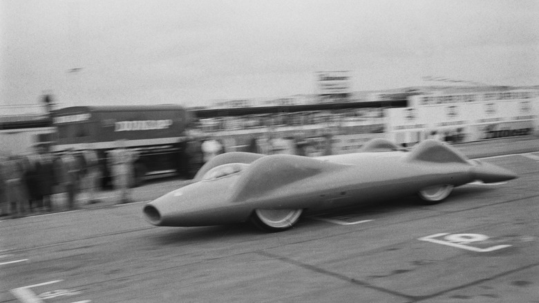 BlueBird CN7 undergoing speed trials at Goodwood, United Kingdom.