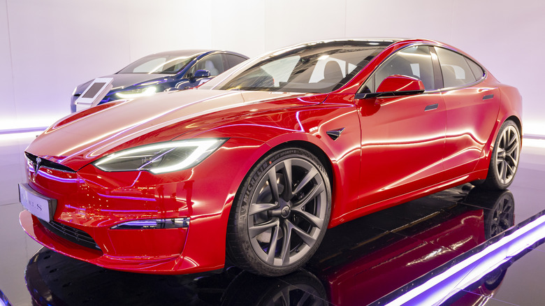 Tesla Model S on display