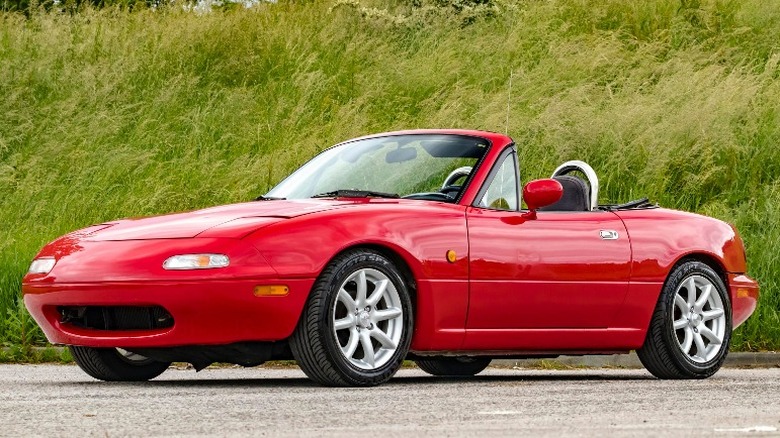 Red Mazda MX-5 in the country
