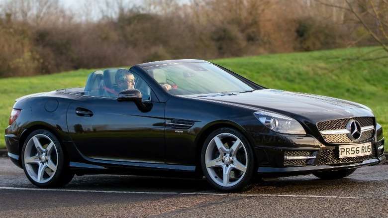 Black Mercedes-Benz SLK in the country