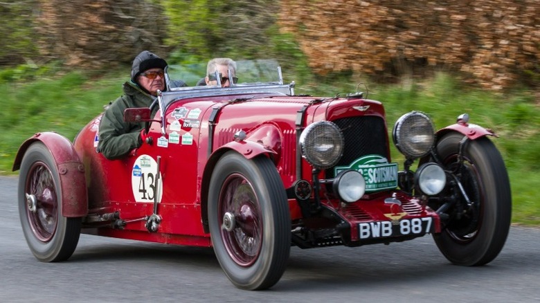 Red Aston Martin Ulster on a cold day