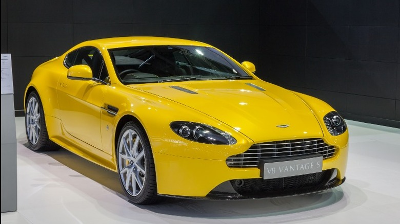 Yellow Aston Martin Vantage S