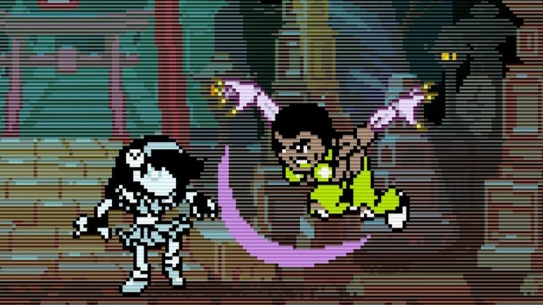 A jumping attack in Pocket Rumble