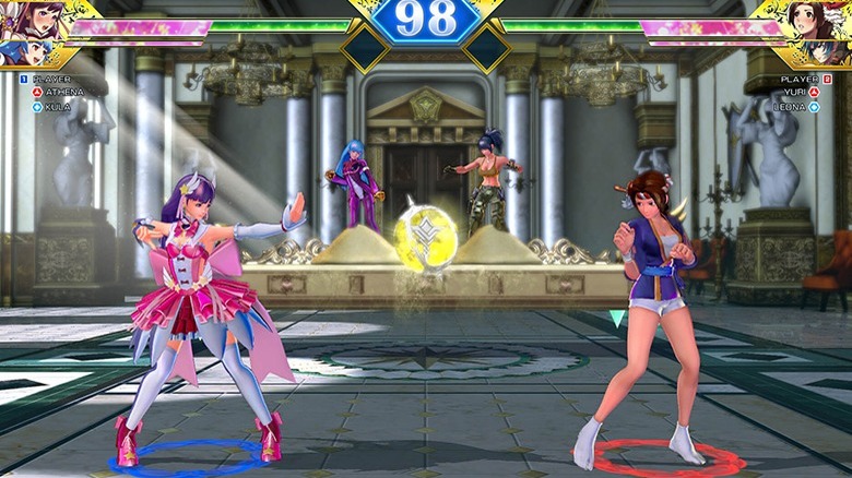 Two female characters preparing to fight in SNK Heroines