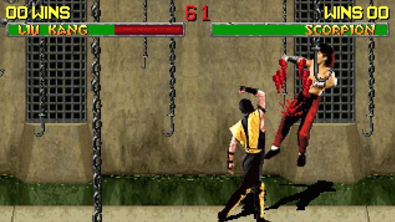 Scorpion fighting Liu Kang in Mortal Kombat II