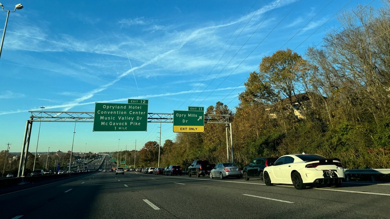 Highway exit to Opry Mills Drive