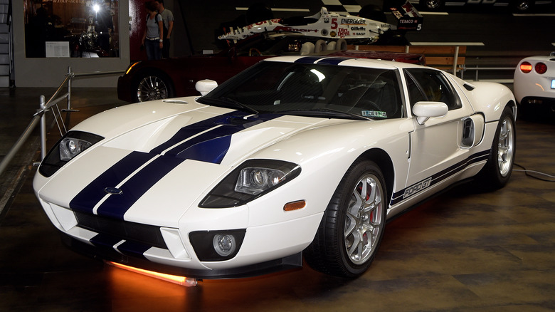 White Ford GT on display