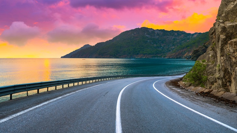 road during sunset