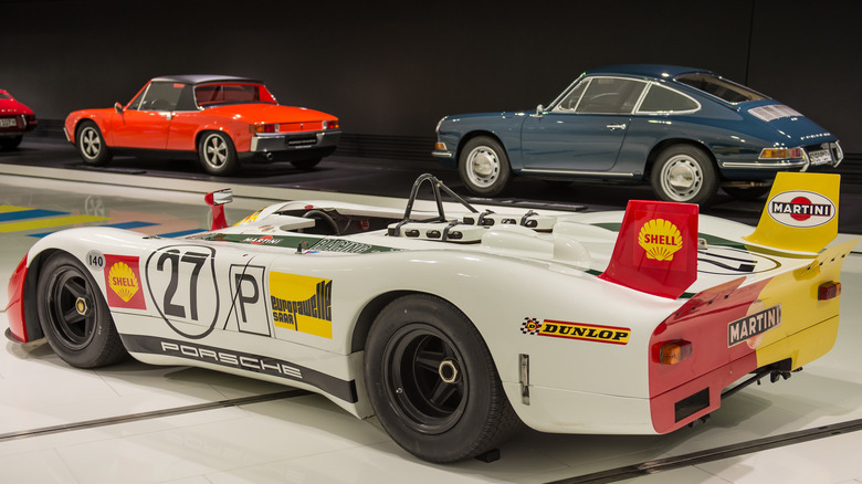 Porsche 908/02 parked showroom
