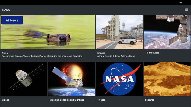 NASA Android app homepage