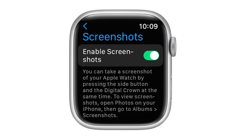 screenshots menu on apple watch