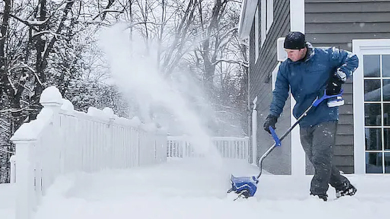 Snow Joe 24V-SS13 IonMax Cordless Snow Shovel in use