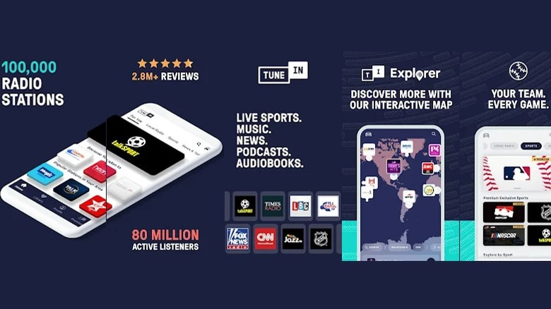 Tune in App info screens