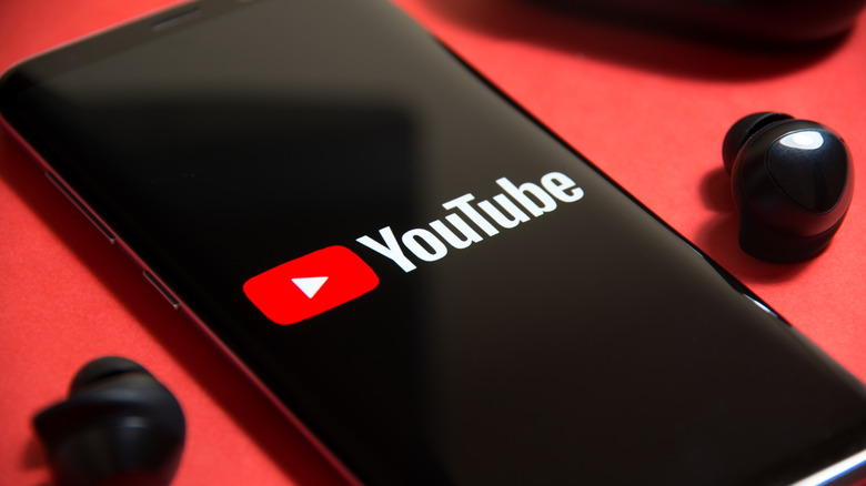 YouTube logo on phone