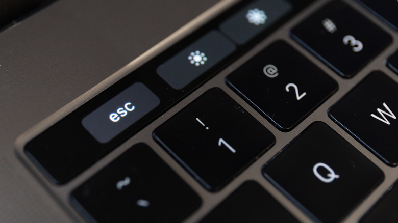 MacBook touch bar virtual escape key