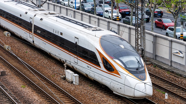 CR400 high-speed train on tracks