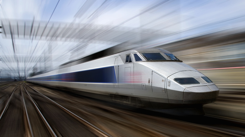 High-speed train moving fast