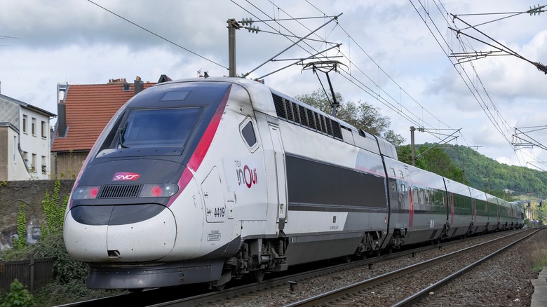 TGV high-speed rail on tracks