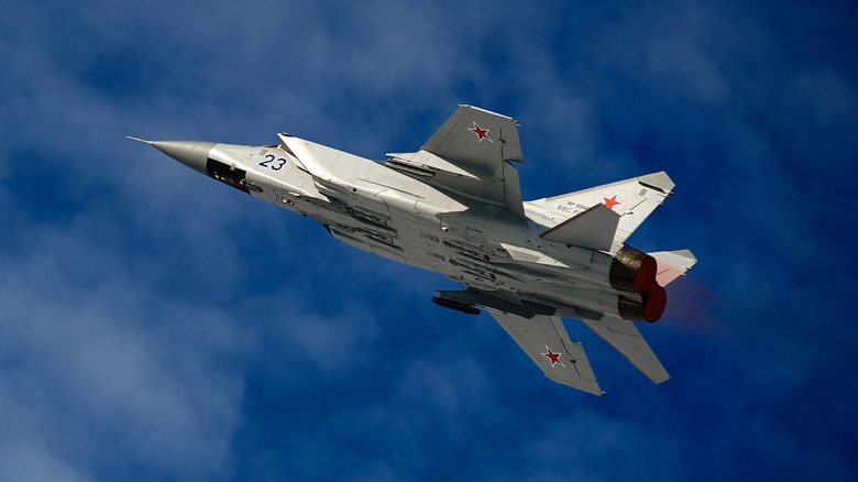 MiG 31 Foxhound underside in flight