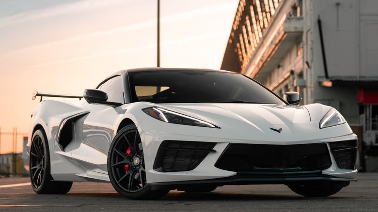 Corvette driving during sunset