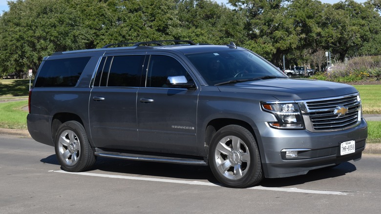 Grey Suburban on the street