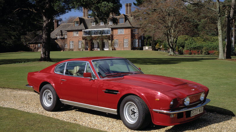 1985 Aston Martin V8 Vantage red parked