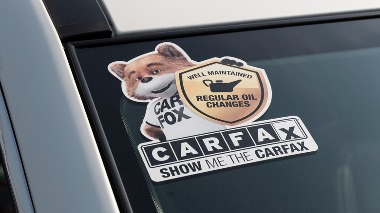 Carfax sticker on windshield