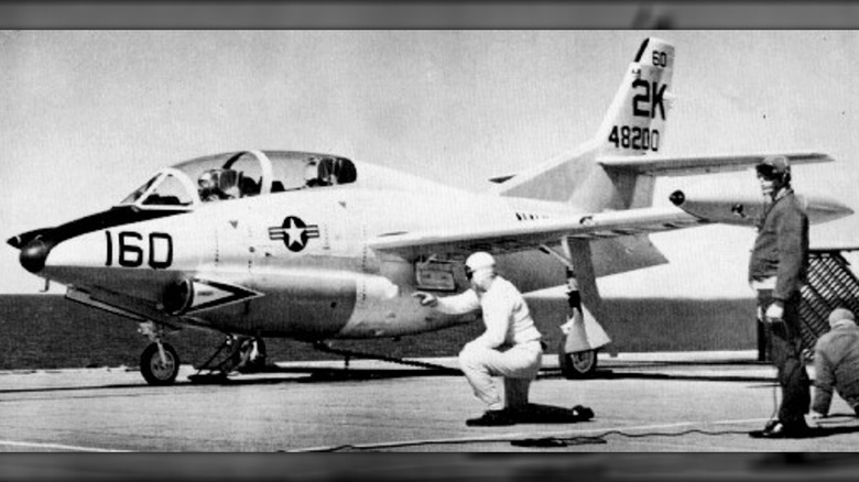 T-2A on USS Antietam catapult