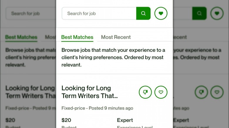 Upwork app in Play Store