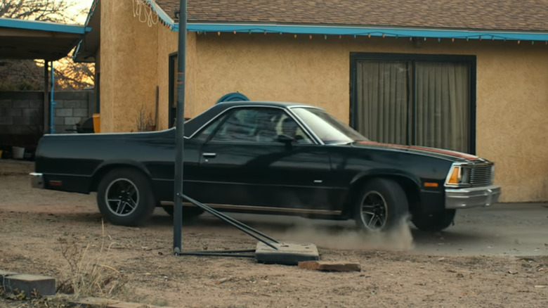 Todd's El Camino parked in the dirt