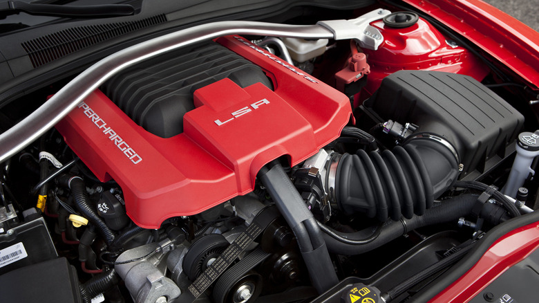 6.2-liter supercharged LSA V8 engine in engine bay