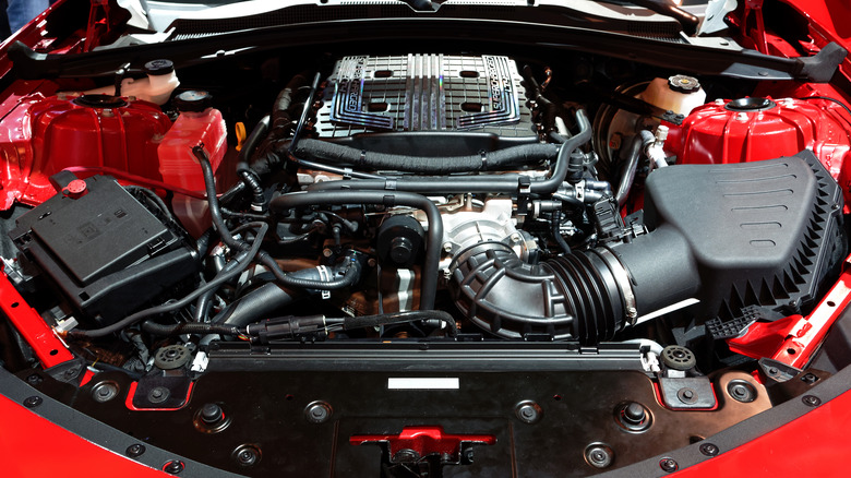 6.2-liter supercharged LT4 V8 engine in engine bay
