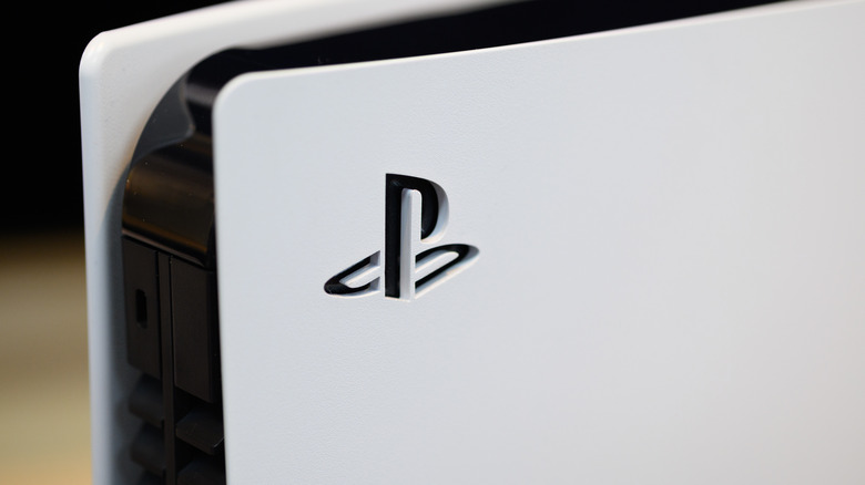 Close up of PS5 focusing on PlayStation logo